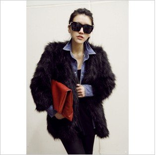 2013 new women winter black&white Fur coat V-neck down jackets 6 sizes free shipping