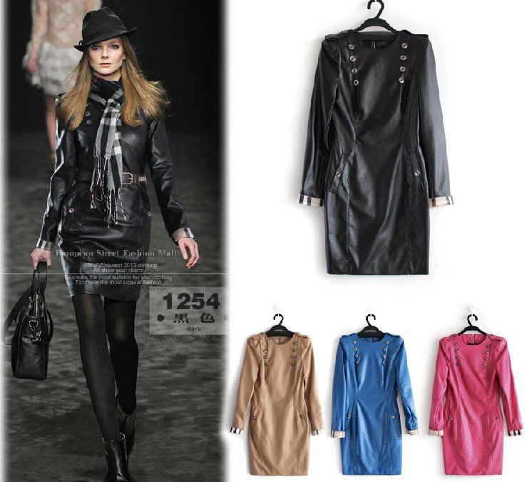 2013 new year! free ship!super cool! winter! 100% high quality! 100%leather!,long sleeve dresses,lady's skirts, women's dress