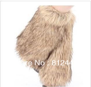 2013 new  year gift +FREE shipping  the winter warm brown faux rabbit fur gaiters for women