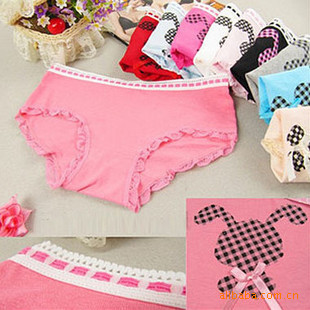 2013 new6028 wholesale cute elegant rabbit lace bow women triangular cotton underwear