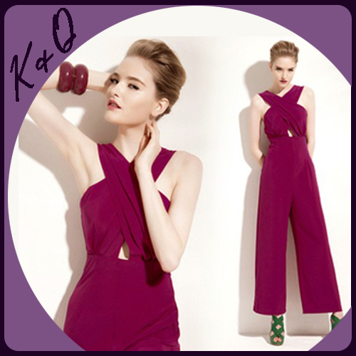 2013 Newest fashion front placketing cross sexy jumpsuit factory dropshipping with good quality and best price