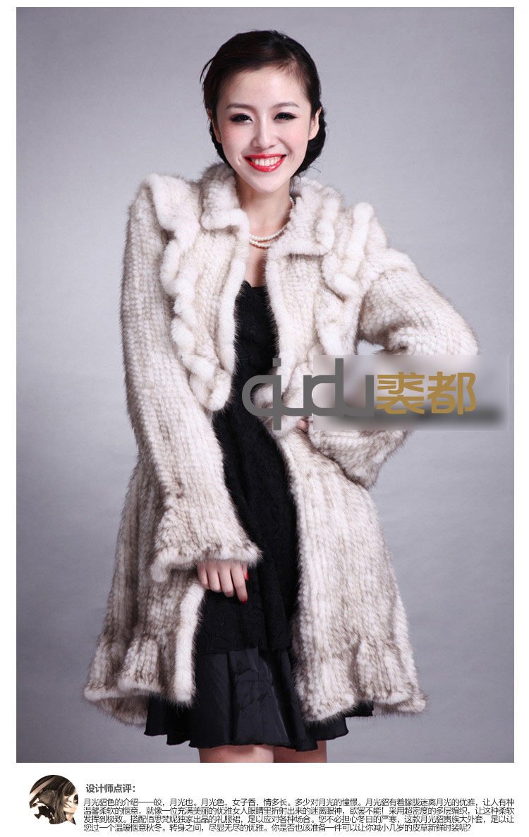 2013 Newest  lady fashion Genuine Knitted Mink Fur  Coat Women Floral Style Outwear WholeSale QD20092