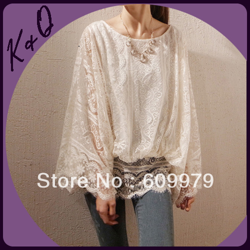 2013 Newest Sweet Style Hollow Out Lace Shirts Loose and Comfortable For Women Factory Dropshipping