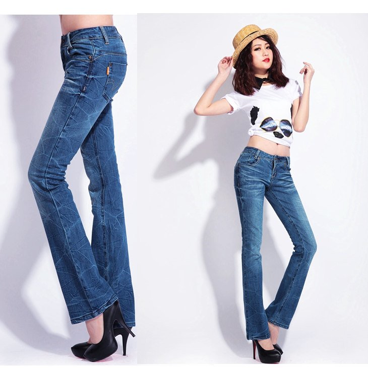 2013 NZ11  Fashion Women   bootcut  jeans new  blue  Free shipping  mid-rised women's pants