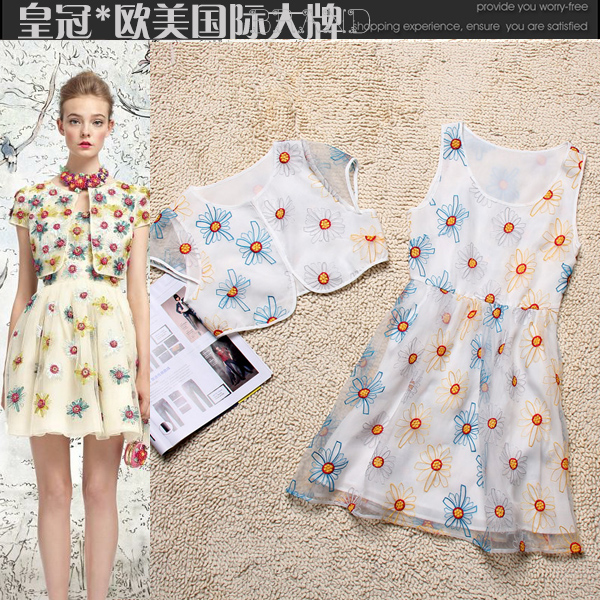 2013 o small yarn embroidered sweet twinset dress princess small dress