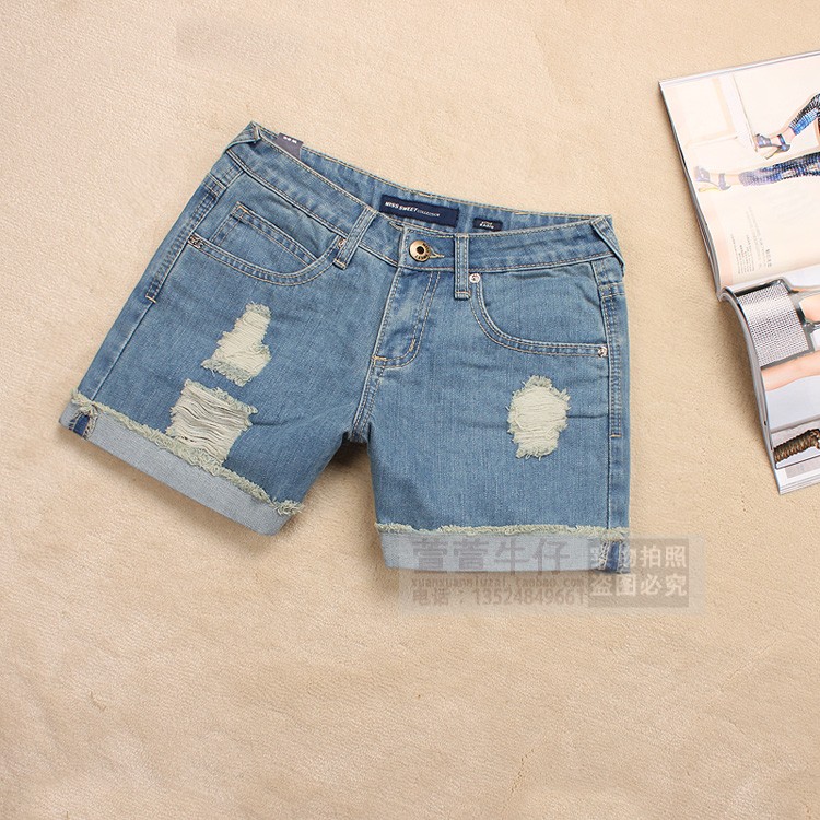 2013 pants jeans shorts high waist vintage roll-up distrressed hem shorts plus size loose trousers