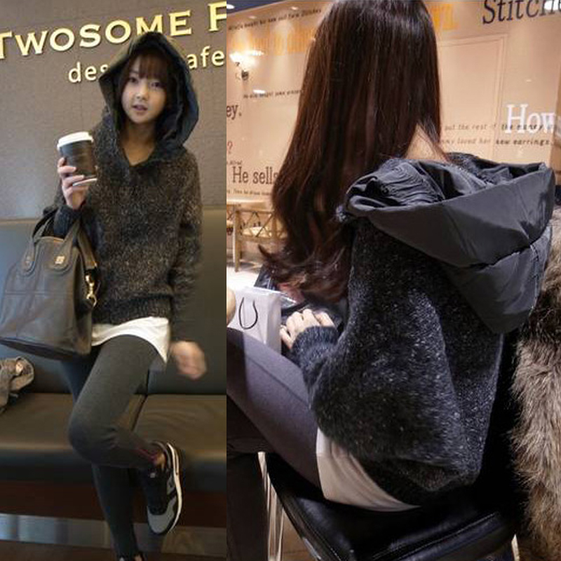 2013 pullover faux two piece sweater female loose sweater outerwear women's spring and autumn hooded thickening