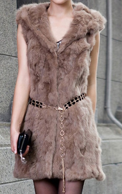 2013 Rex rabbit hair hooded vest fur coat