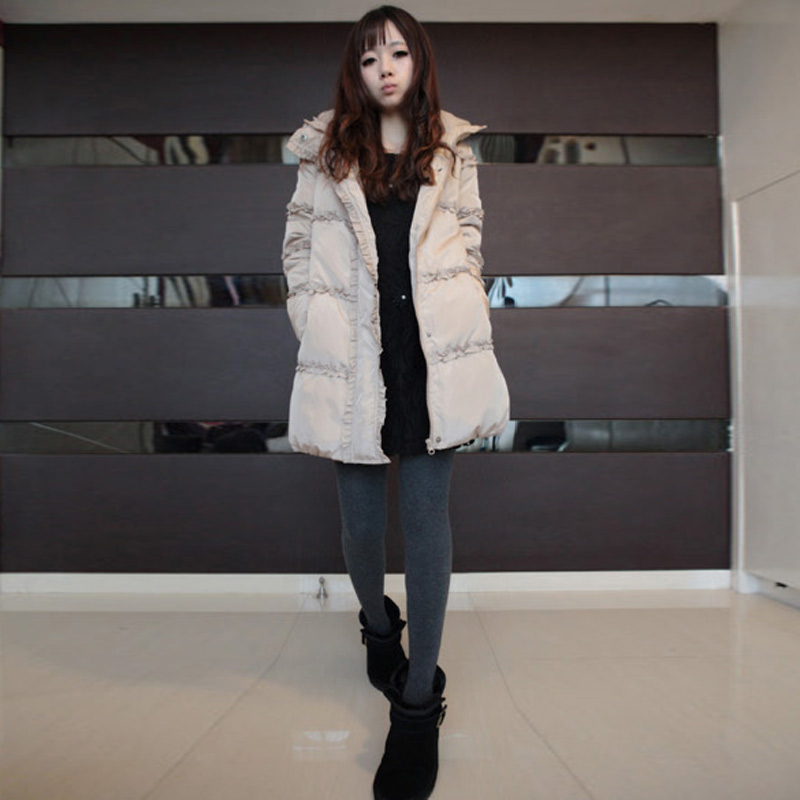 2013 ruffle hem ol elegant turtleneck down coat medium-long thickening women's cotton-padded jacket wadded jacket