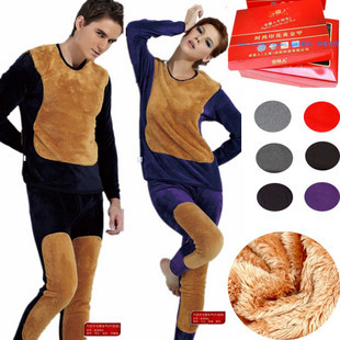 2013 sexy  hot free ship Man thickening bamboo the arctic wool golden flower thermal underwear male Women set