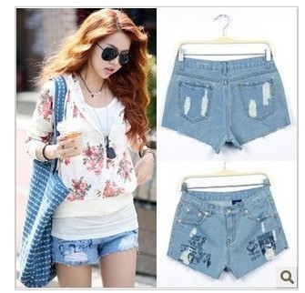 2013 Sexy Lady Printing design jeans short women jeans shorts ladies denim short pants 9998 free shipping