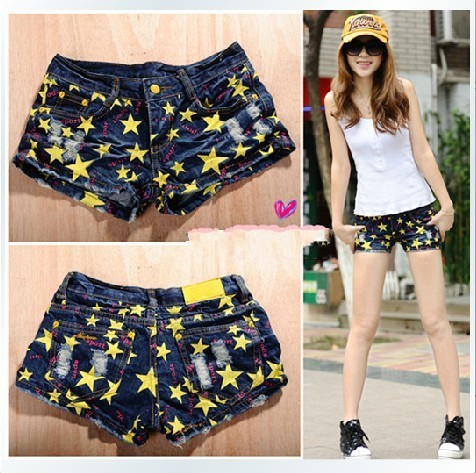 2013 Sexy Lady stars jeans short women jeans short ladies Han edition short pants 8075 free shipping