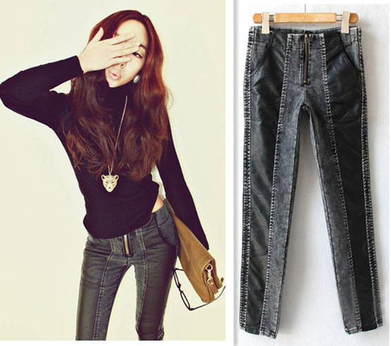 2013 sexy patchwork slim skinny jeans k01