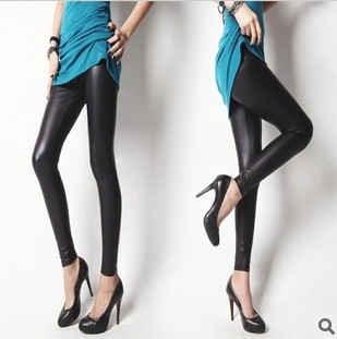 2013 sexy women's slim fit Leggings stretchy Pants Tights Legwear Pants imitation leather black color free shipping No.1059