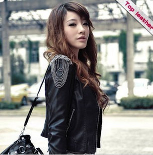 2013 short design small leather clothing women outerwear jacket motorcycle jacket