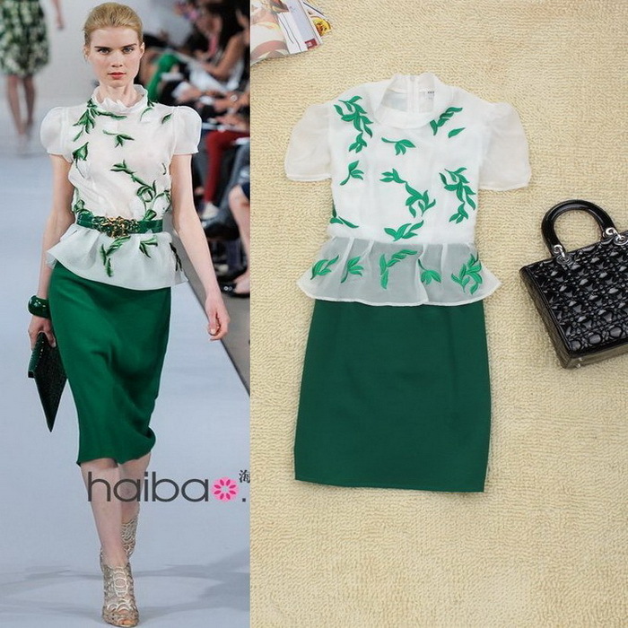 2013 silk embroidered slim one-piece dress runway fashion ladies women casual