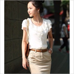 2013 skirt shirt female set skirt summer gentlewomen chiffon set professional women's fashion