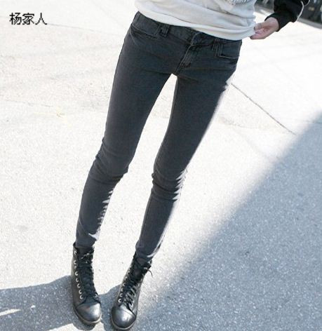 2013 slim elastic smoky grey denim trousers skinny pants pencil pants