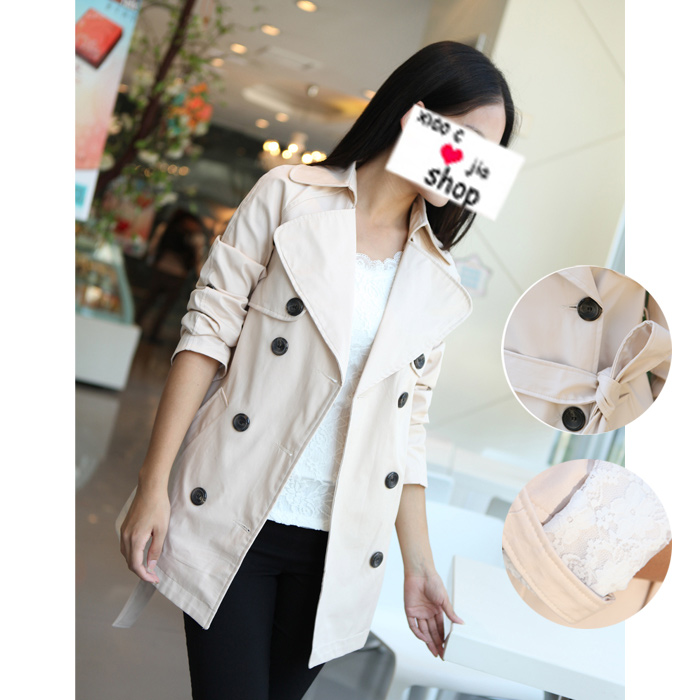 2013 slim lace decoration trench Free Shipping