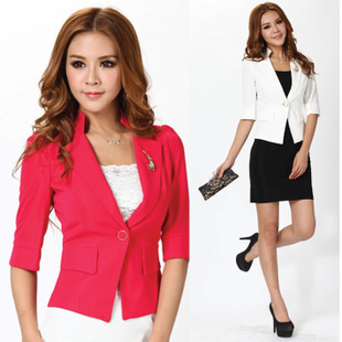 2013 slim ol professional women half sleeve blazer work wear fashion dress set plus size