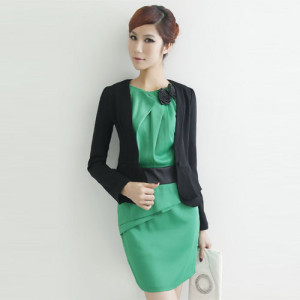 2013 slim one-piece dress skirt set twinset 018