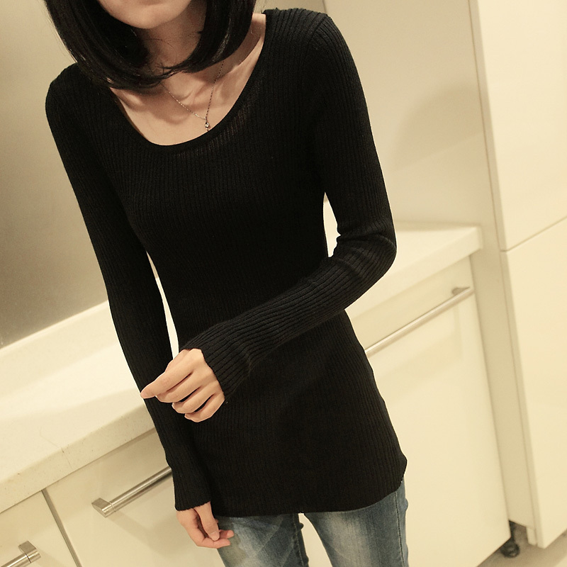 2013 slim sweater pullover sweater o-neck long-sleeve low