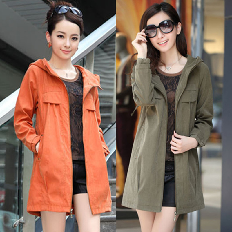 2013 slim sweet with a hood trench Women spring and autumn female plus size casual outerwear