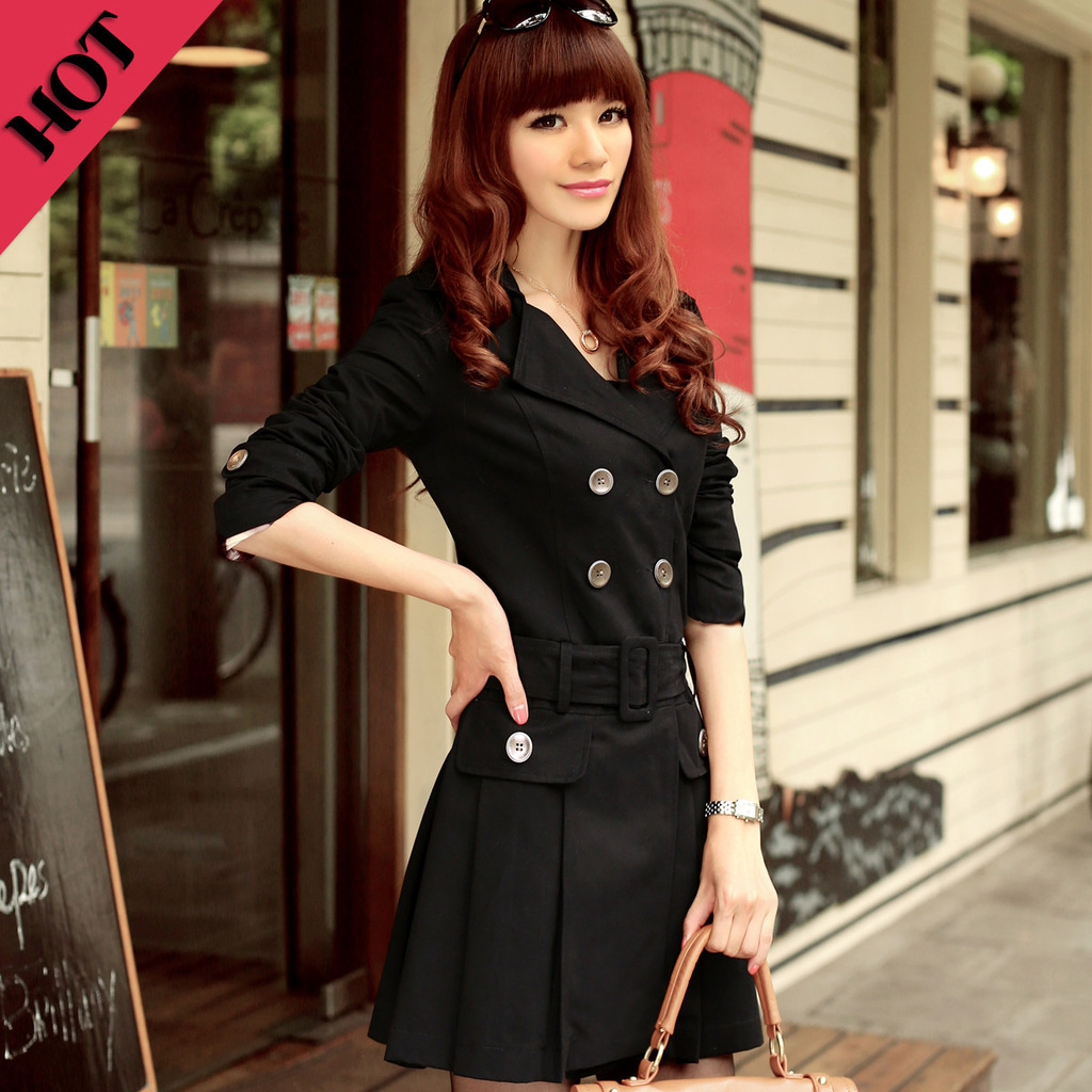 2013 spring 0352 double breasted trench long-sleeve l