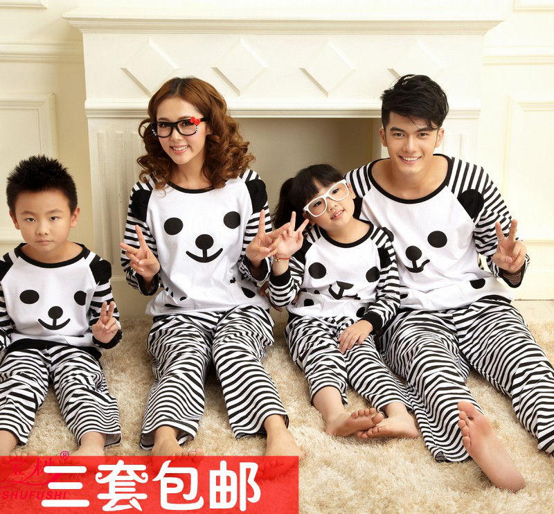 2013 spring 100% long-sleeve cotton parent-child sleepwear at home service family pack lovers lounge set