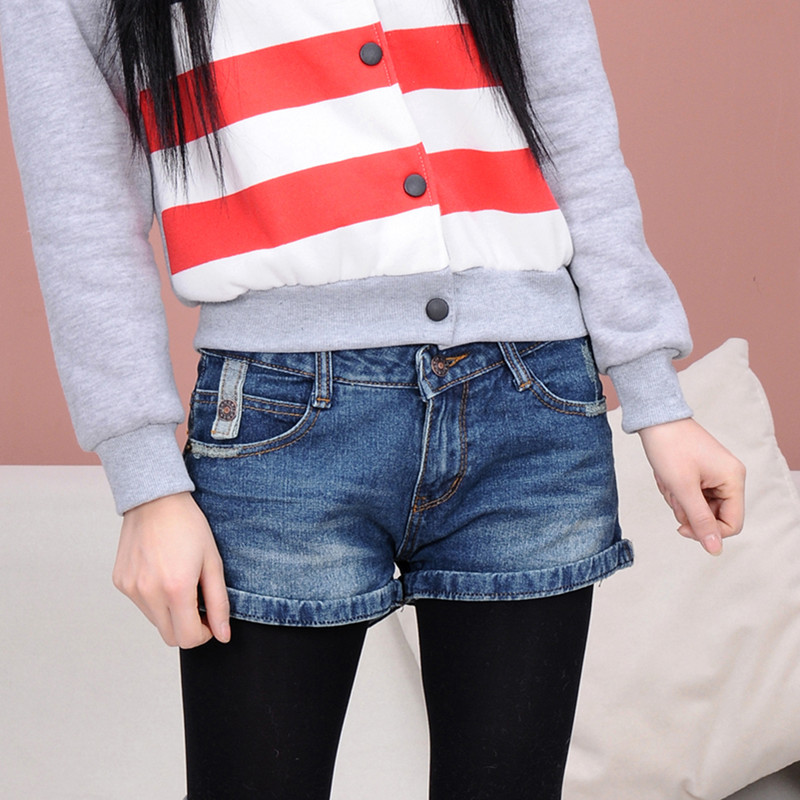 2013 spring all-match denim rummaged shorts vintage retro finishing denim shorts female shorts