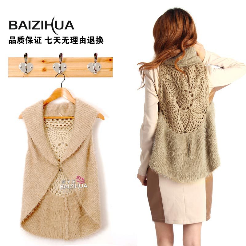 2013 spring all-match fashion short design sweater cardigan female mohair outerwear waistcoat cape