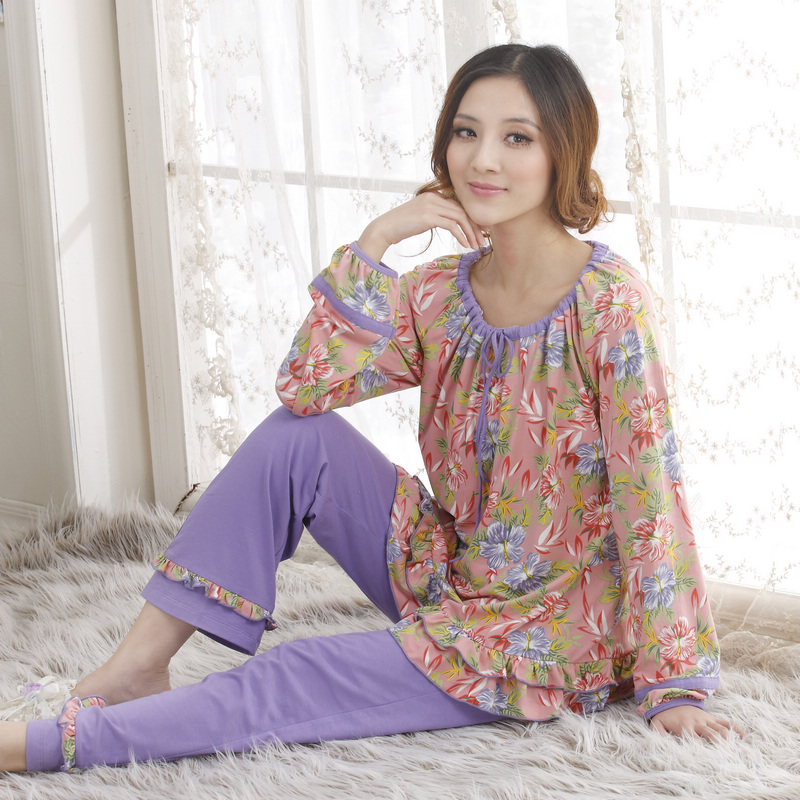 2013 spring and autumn 100% cotton long-sleeve sleepwear women's lounge set elegant noble