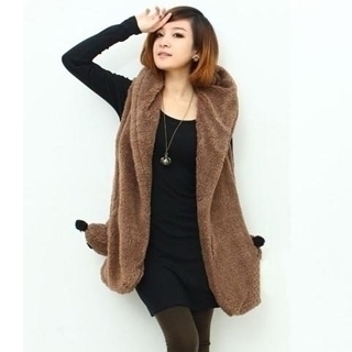 2013 spring and autumn berber fleece loose plus size with a hood pocket vest outerwear vest