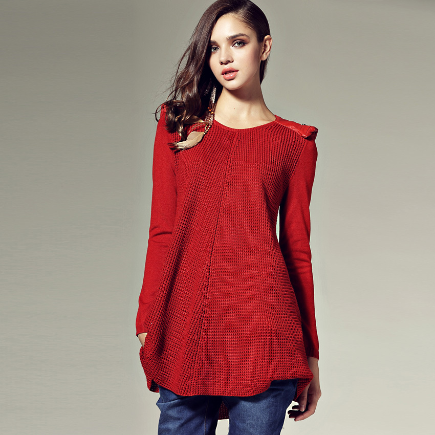 2013 spring and autumn cashmere women's one-piece dress genuine leather knitted wool one-piece dress