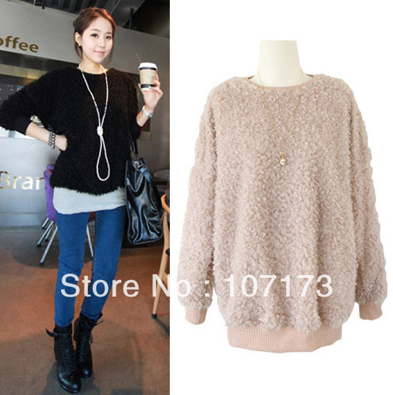 2013 Spring And Autumn Casual Pullover Sweater Solid Color Velvet Loose Pullover Long-sleeve Sweater