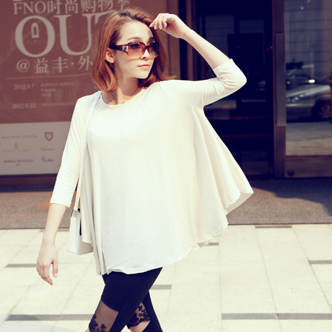 2013 spring and autumn fashion street style loose plus size three quarter sleeve sweater knitted top