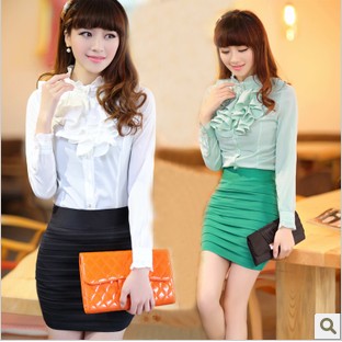 2013 spring and autumn formal ol work wear fashion chiffon women's one-piece dress elegant set work wear skirt