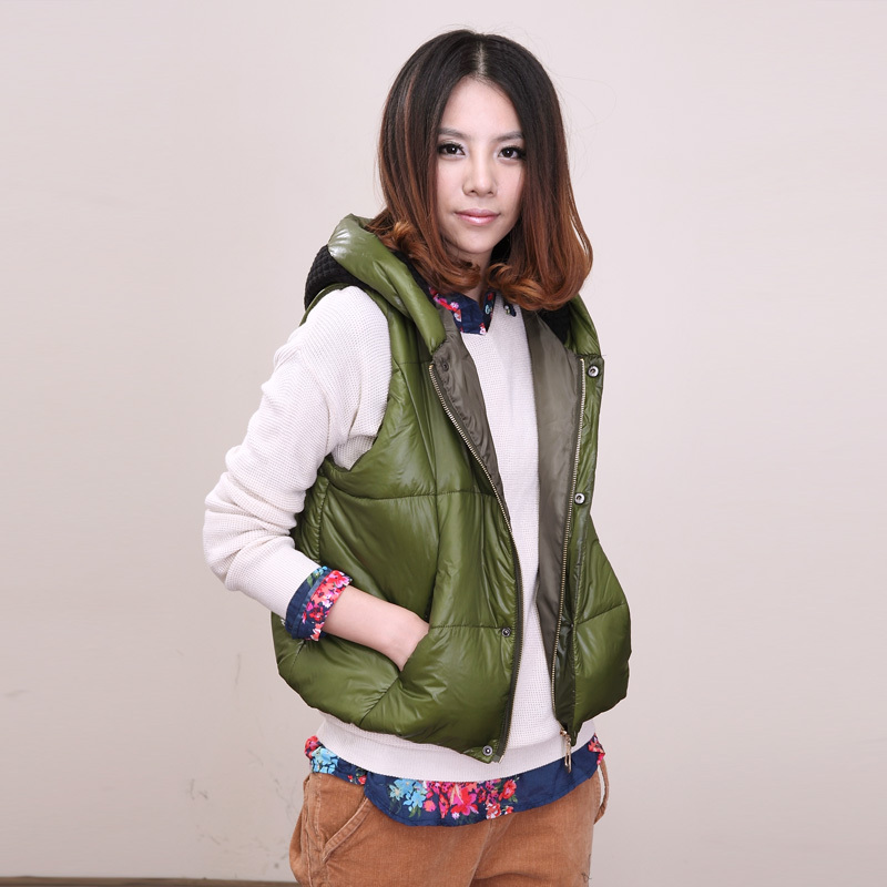 2013 spring and autumn knitted hat solid color zipper cotton down vest 5038