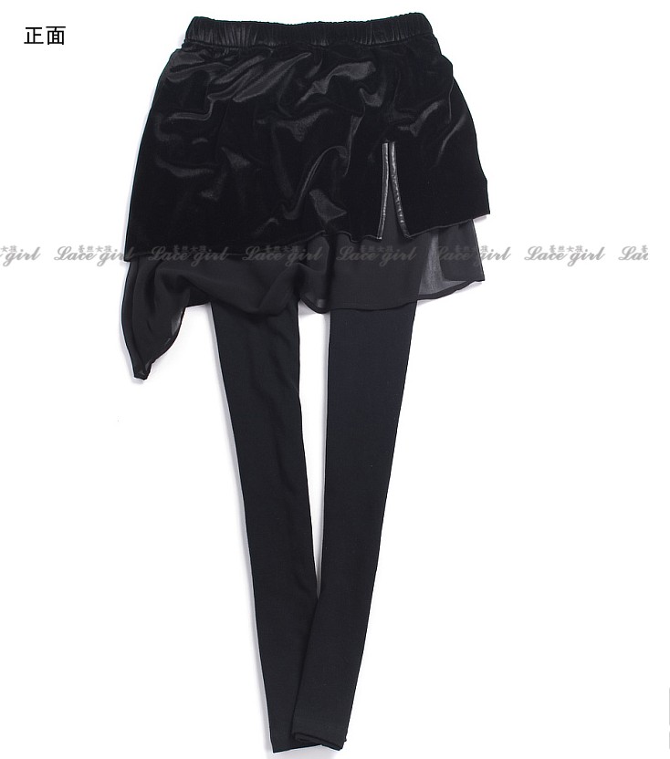 2013 spring and autumn lis gold velvet genuine leather chiffon slim thickening basic skirt trousers