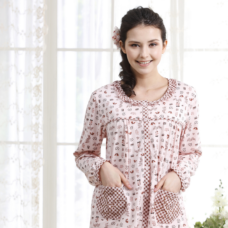 2013 spring and autumn long-sleeve knitted cotton sleepwear women's lounge twinset at home service