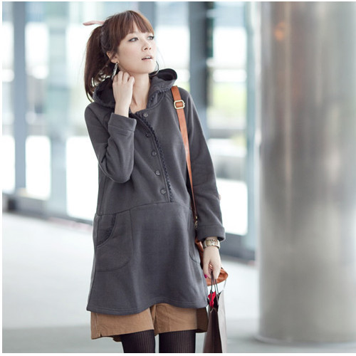 2013 spring and autumn new arrival plus velvet thickening brief with a hood maternity outerwear maternity clothing top