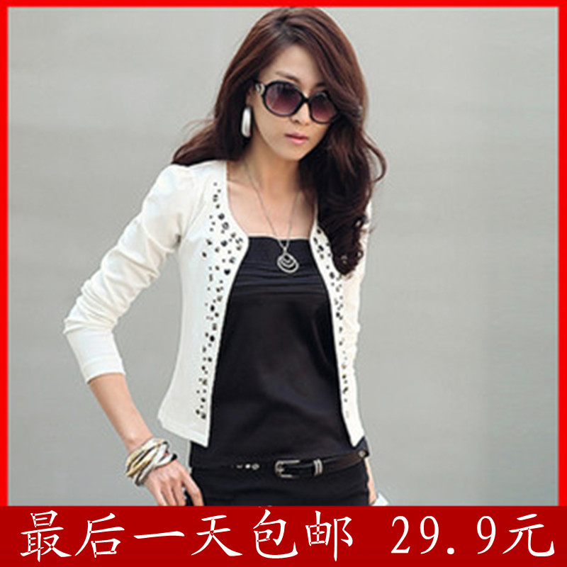 2013 spring and autumn new arrival women's plus size OL outfit elegant slim rivet rhinestones suit short jacket