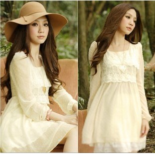 2013 Spring and Autumn New style Long-sleeved chiffon Women Dress Shuiyu little chiffon dress Ladies section skirt