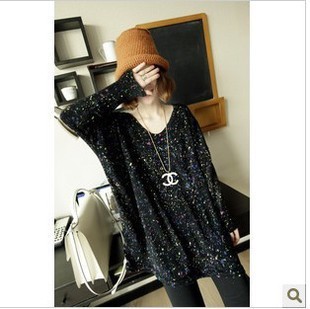 2013 spring and autumn personality female paint loose bat sweater shirt