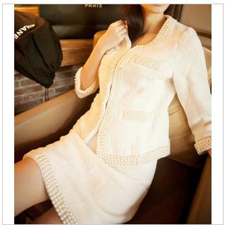 2013 spring and autumn sweet personality elegant luxury pearl slim all-match outerwear short skirt set