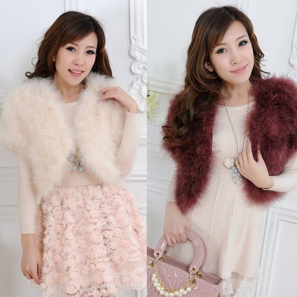 2013 spring and autumn turkey fur ostrich fur coat for women fashion fur vest