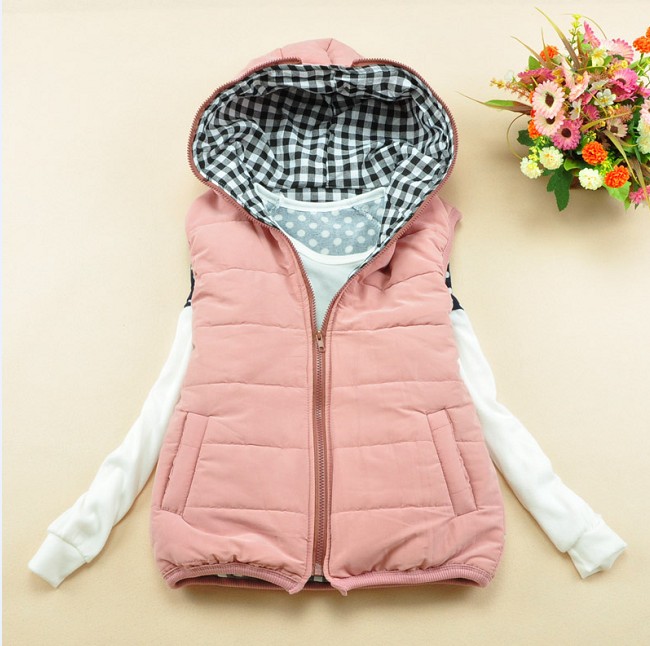 2013 spring and autumn vest Women slim cotton vest thick thermal with a hood vest