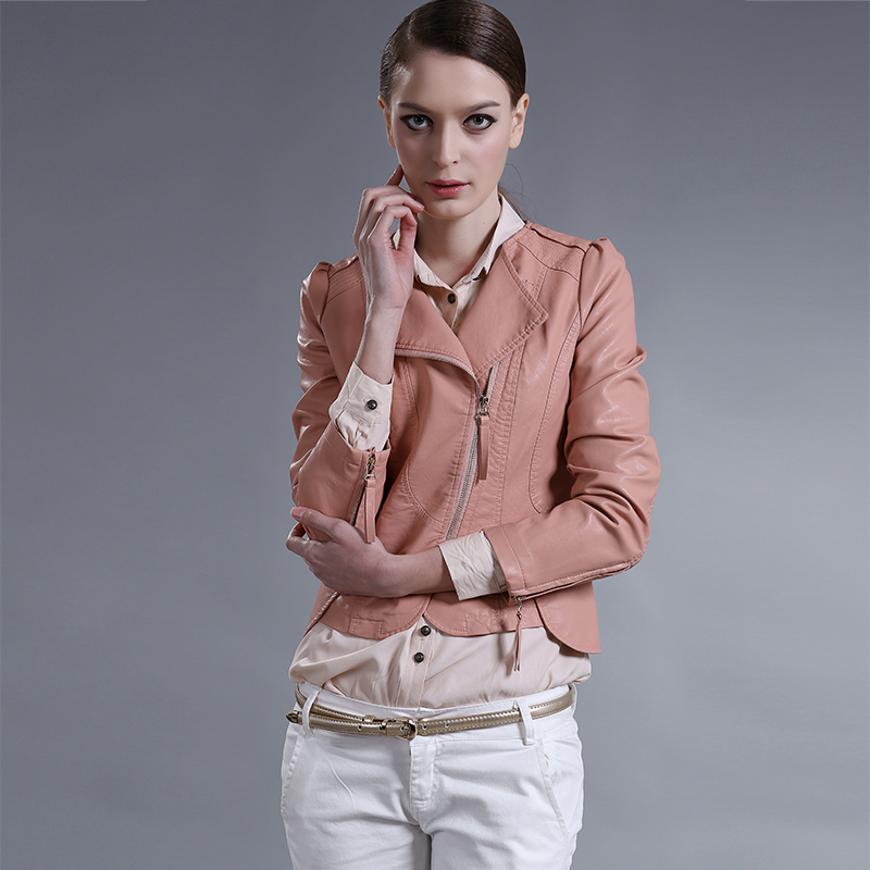 2013 spring and autumn women outerwear water wash o-neck short design slim PU small leather clothing female