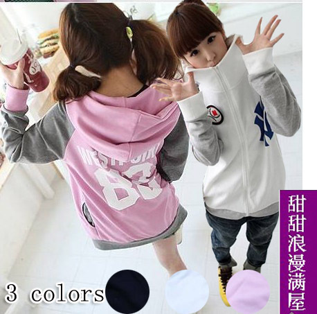 2013 spring and autumn women's 899088 casual all-match ny letter color block pectoral girdle cap coat