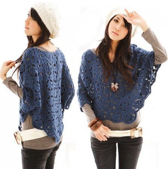 2013 spring and autumn women's beautiful 62911 cutout handmade knitted batwing sweater shirt